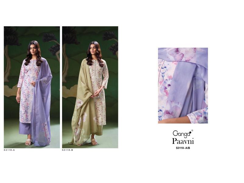 Ganga Paavni 3118 Catalog green pakistani suit