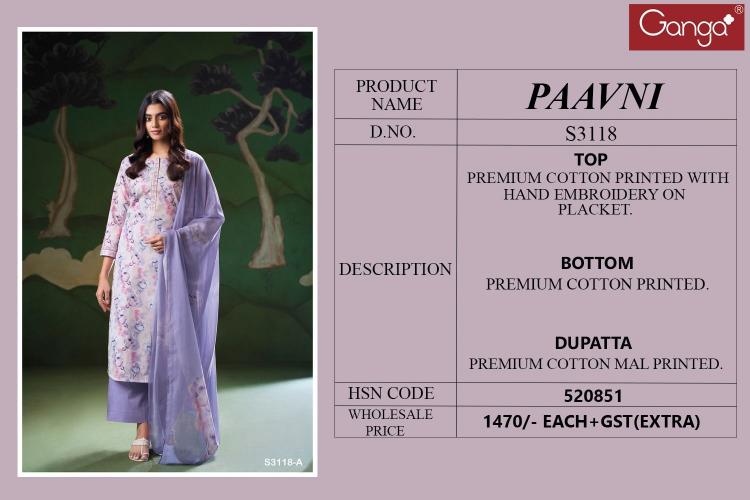 Ganga Paavni 3118 Catalog green pakistani suit