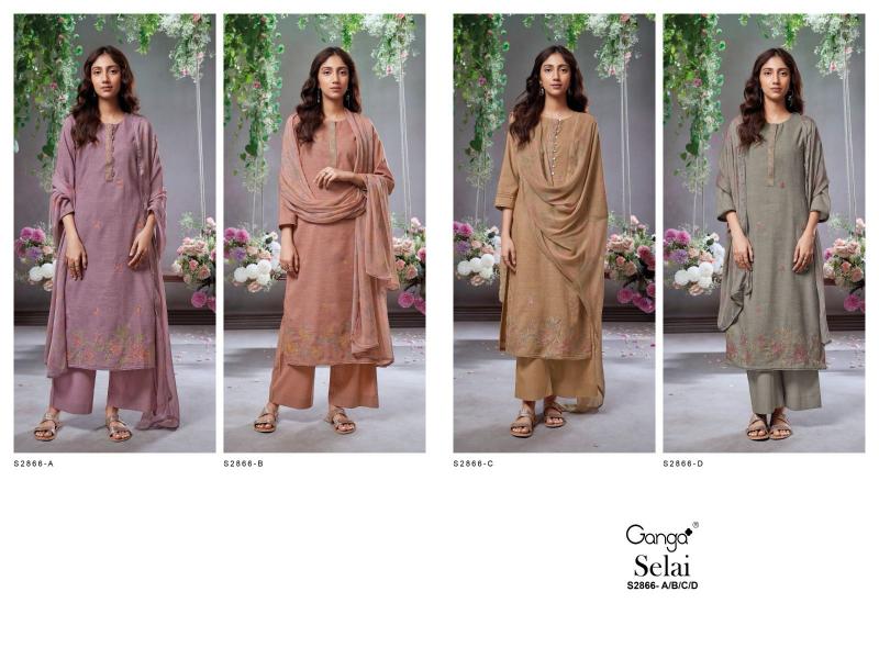 Ganga Selai 2866 Catalog wholesale ladies suits manufacturers in surat