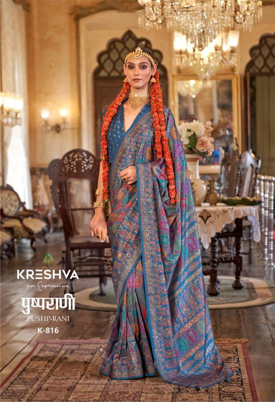 Kreshva Pushp Catalog Rani Silk Printed fashion and sarees magazines in india