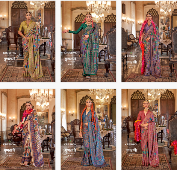 Kreshva Pushp Catalog Rani Silk Printed fashion and sarees magazines in india