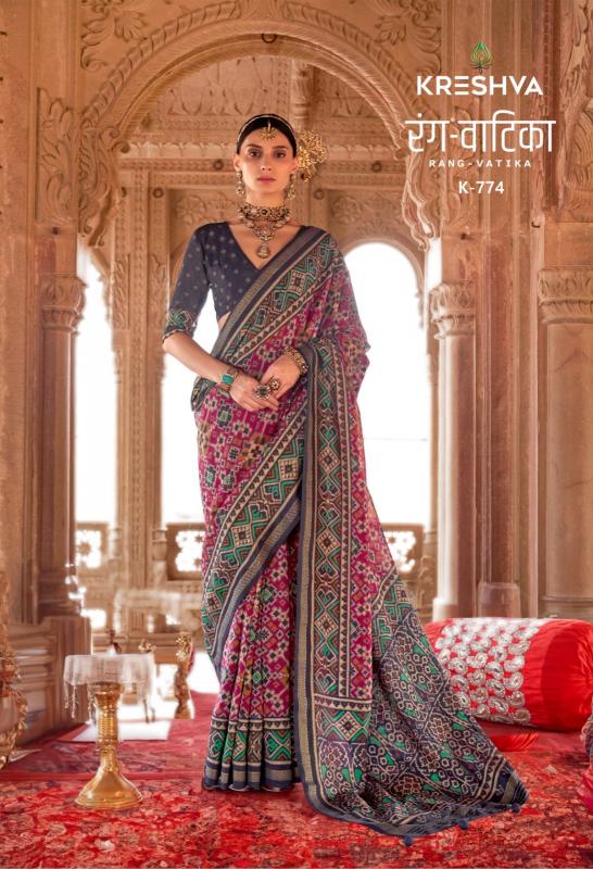 Kreshva Rang Vatika Georgette tulsi rani saree fall in india mart