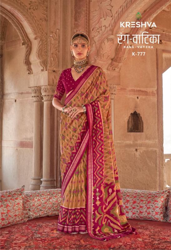 Kreshva Rang Vatika Georgette tulsi rani saree fall in india mart