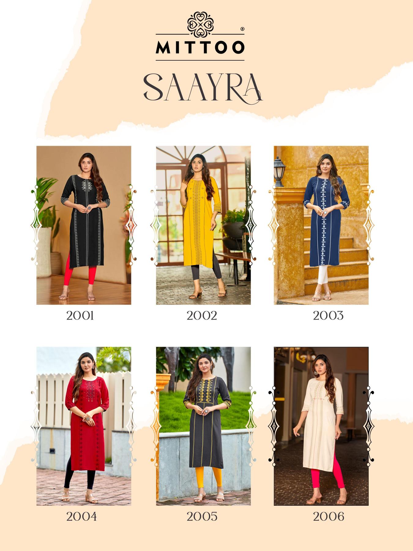 Mittoo Saayra Catalog wholesale kurti manufacturers surat