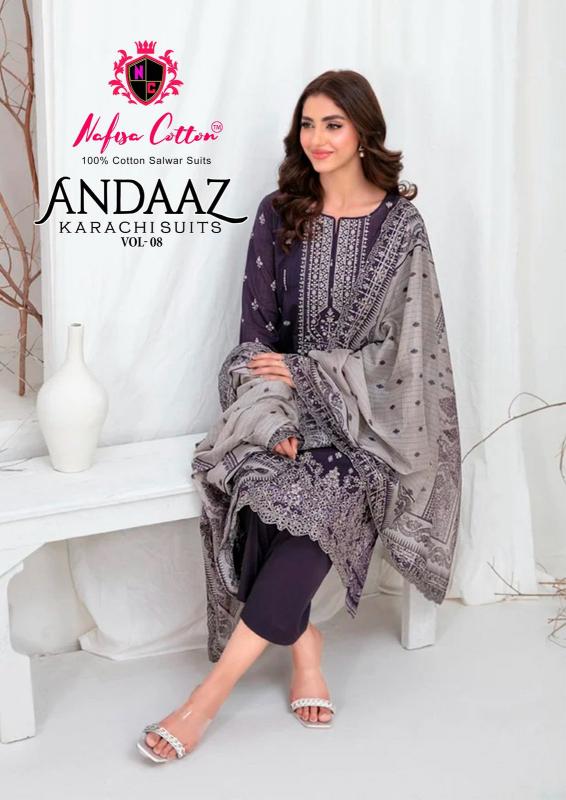 Nafisa Andaaz Vol-08 - Karachi Dress Material  - Wholesale Catalog