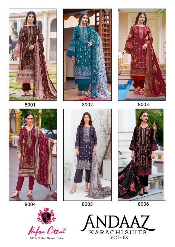 Nafisa Andaaz Vol-08 - Karachi Dress Material  - Wholesale Catalog