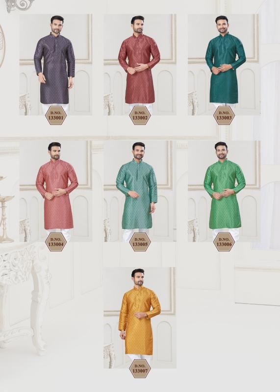 Outluk Vol 133 Catalog Jacquard Silk Digital Printed Mens plain kurti pant set