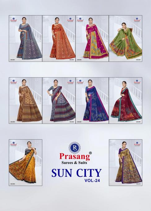 Prasang Suncity Vol-24 – Cotton Sarees - Wholesale Catalog