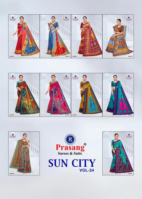 Prasang Suncity Vol-24 – Cotton Sarees - Wholesale Catalog