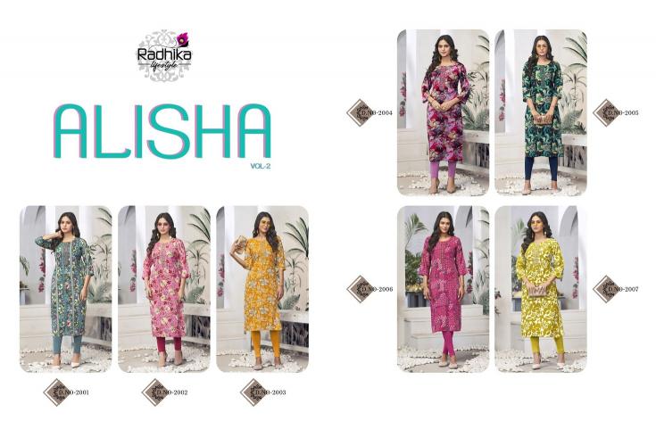 Radhika Alisha Vol-2 – Straight Kurtis - Wholesale Catalog