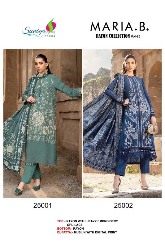 Saniya Maria B Riyon Colletion Vol 25 catalog pakistani designer suits in hyderabad