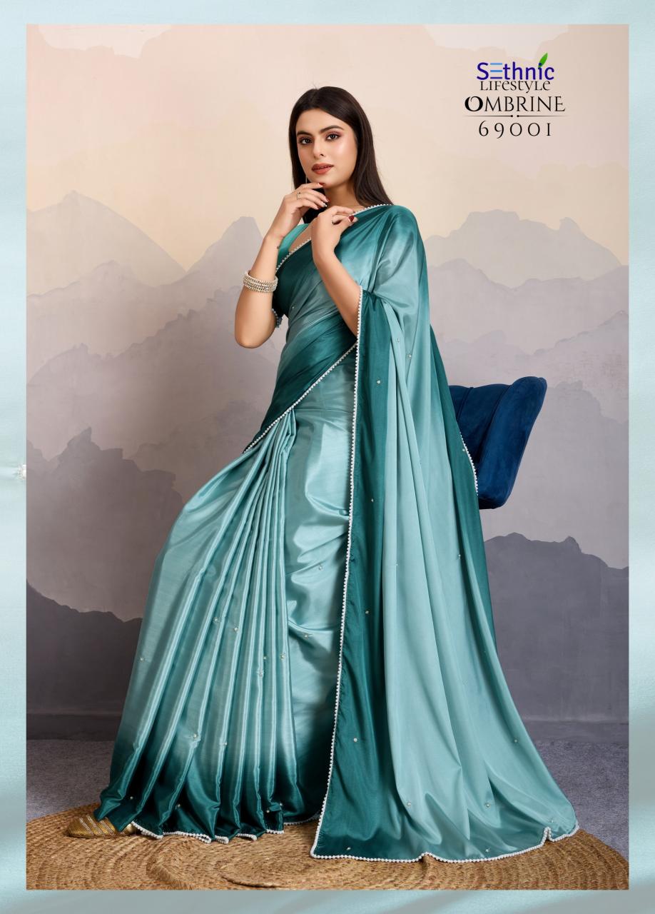 Sethnic Ombrine catalog Crepe Satin Silk buy party saree online india