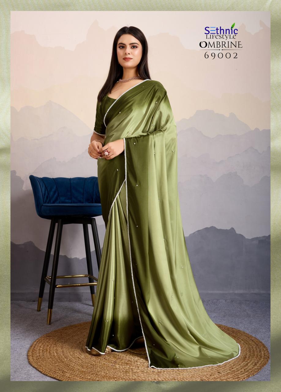 Sethnic Ombrine catalog Crepe Satin Silk buy party saree online india