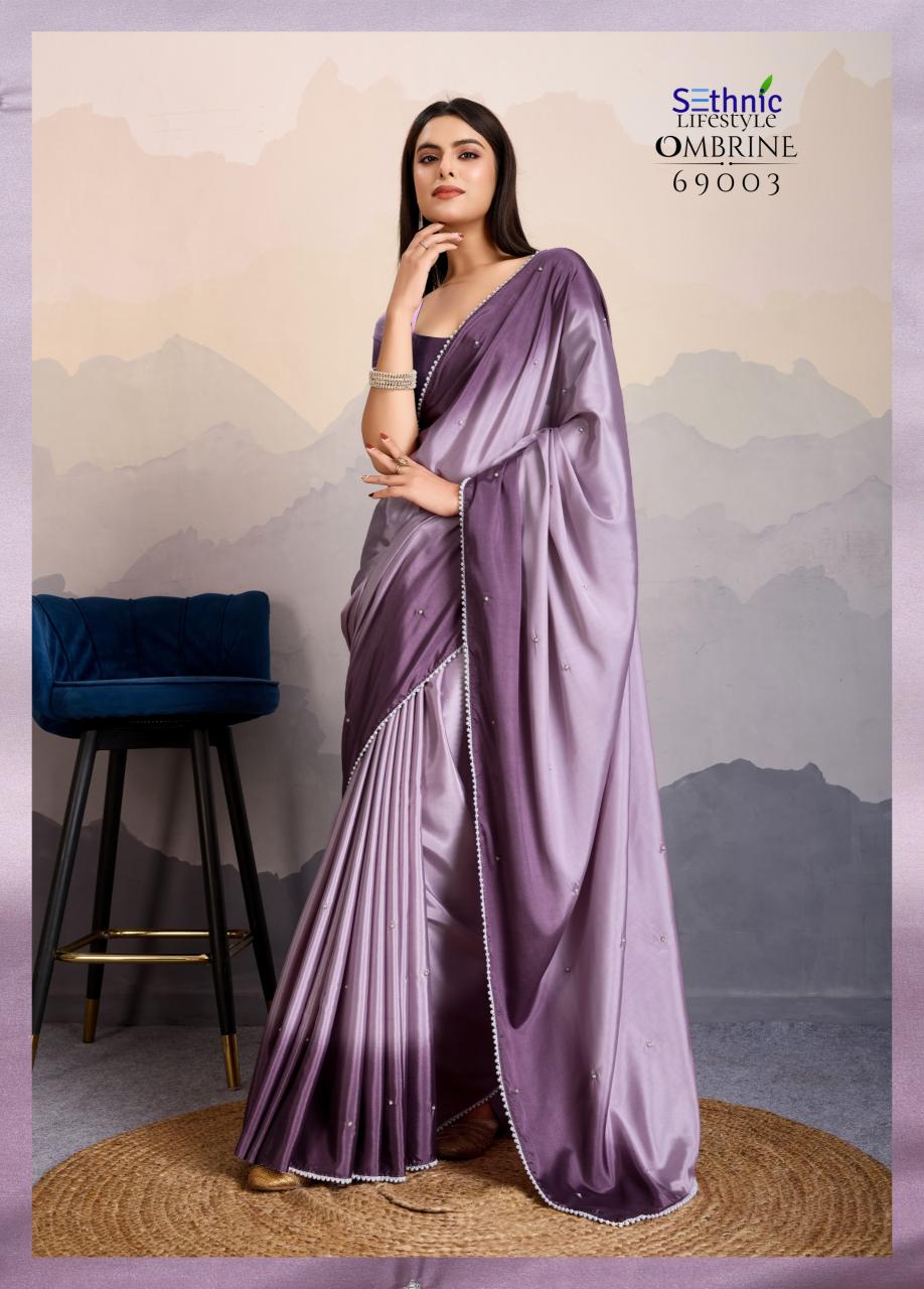 Sethnic Ombrine catalog Crepe Satin Silk buy party saree online india