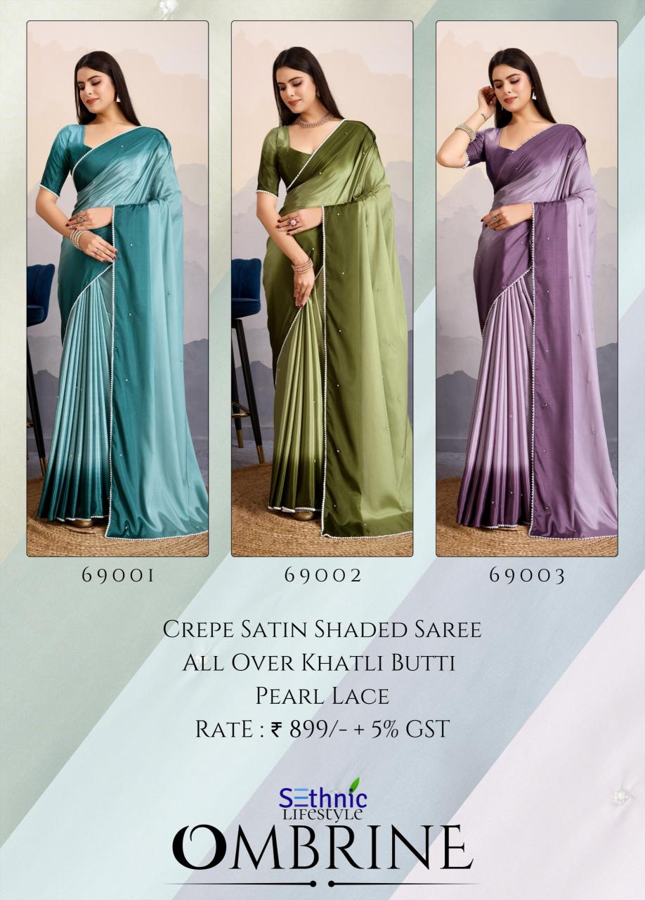 Sethnic Ombrine catalog Crepe Satin Silk buy party saree online india