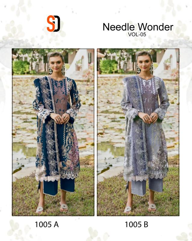 Shraddha Needle Wonder Vol 5 catalog Cotton Dupatta pakistani designer casual suits