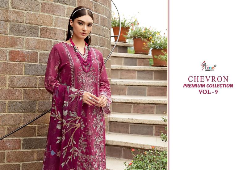 Shree Chevron Premium Collection Vol 9 Catalog Chiffon Dupatta designer pakistani suits with pants