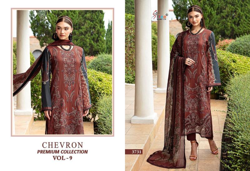 Shree Chevron Premium Collection Vol 9 Catalog Chiffon Dupatta designer pakistani suits with pants