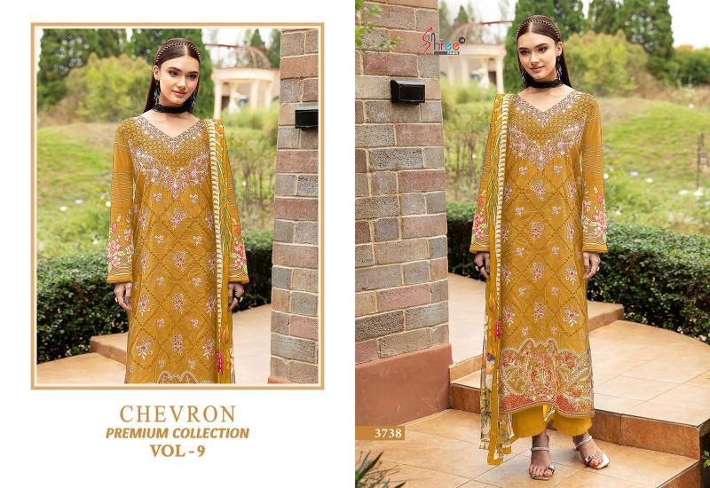 Shree Chevron Premium Collection Vol 9 Catalog Chiffon Dupatta designer pakistani suits with pants