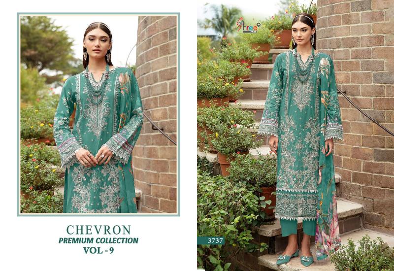 Shree Chevron Premium Collection Vol 9 Catalog Chiffon Dupatta designer pakistani suits with pants