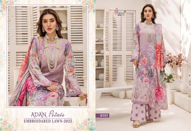 Shree Fabs Adan Prints Embroidered Lawn 2025 Catalog Chiffon Dupatta wholesale pakistani suits india