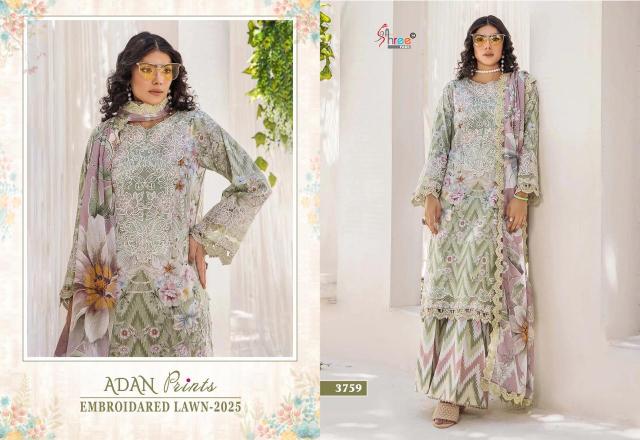 Shree Fabs Adan Prints Embroidered Lawn 2025 Catalog Chiffon Dupatta wholesale pakistani suits india