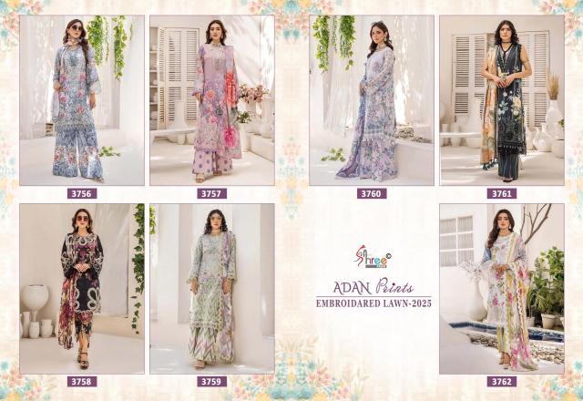 Shree Fabs Adan Prints Embroidered Lawn 2025 Catalog Chiffon Dupatta wholesale pakistani suits india