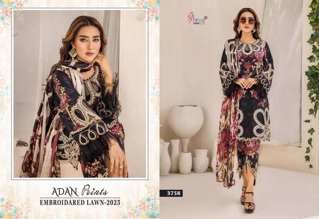 Shree Fabs Adan Prints Embroidered Lawn 2025 Catalog Chiffon Dupatta wholesale pakistani suits india