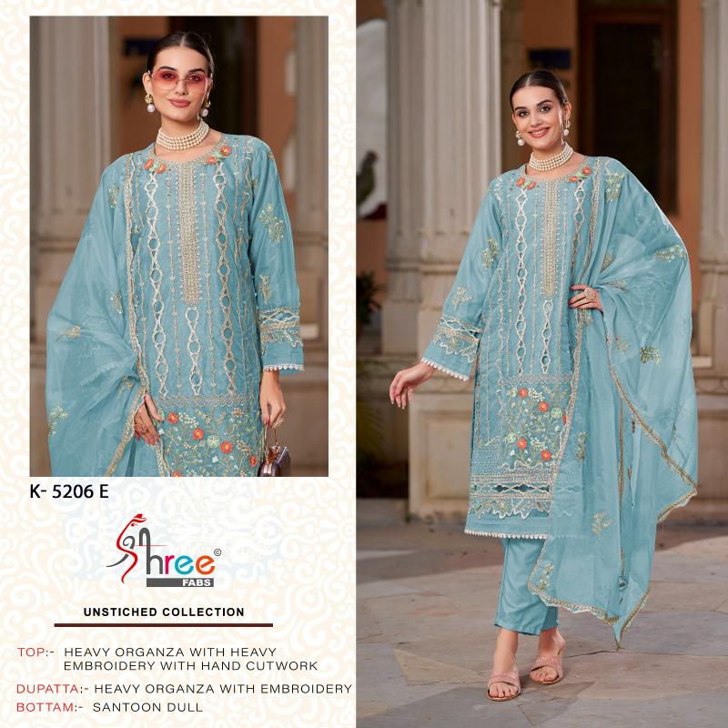 Shree Fabs K 5206 E To H heavy embroidered pakistani suits