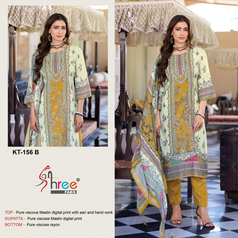 Shree Fabs Kt 156 Catalog Viscose Maslin pakistani fancy suit