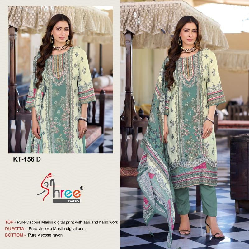 Shree Fabs Kt 156 Catalog Viscose Maslin pakistani fancy suit