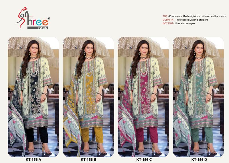 Shree Fabs Kt 156 Catalog Viscose Maslin pakistani fancy suit