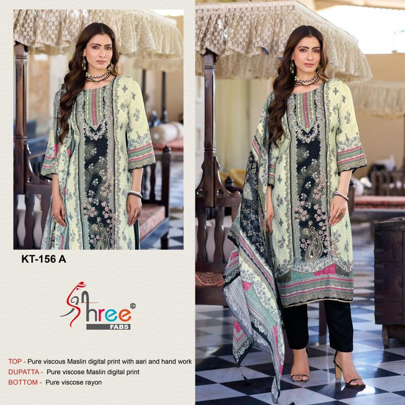 Shree Fabs Kt 156 Catalog Viscose Maslin pakistani fancy suit