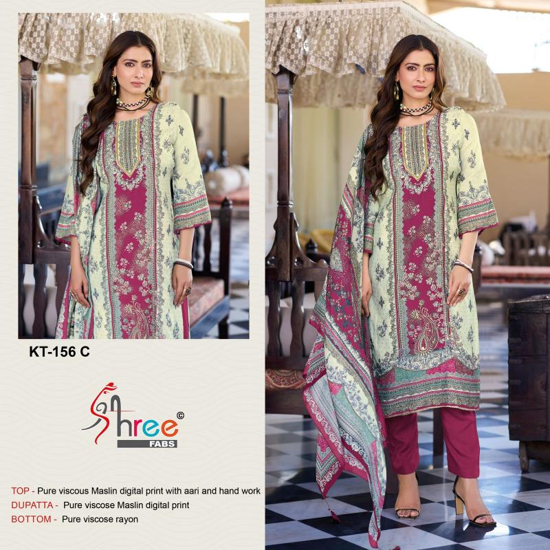 Shree Fabs Kt 156 Catalog Viscose Maslin pakistani fancy suit