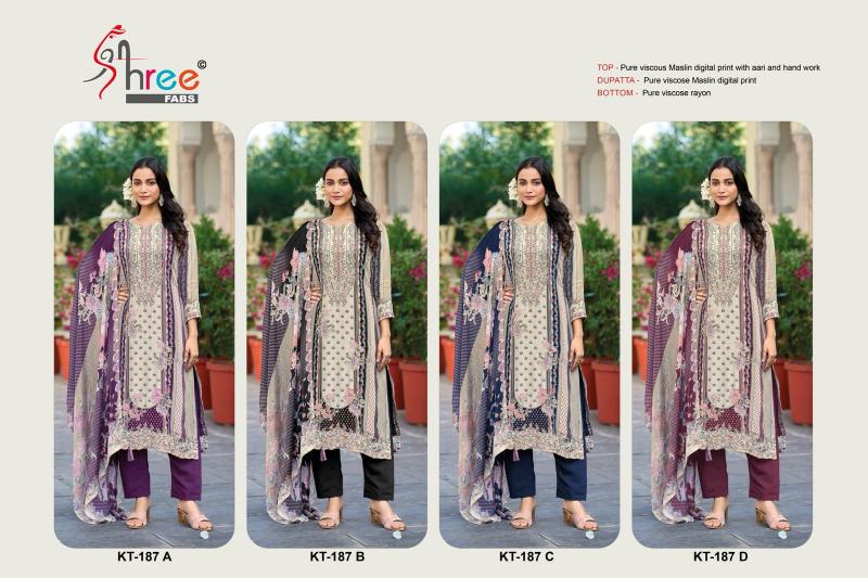 Shree Fabs Kt 187 catalog Viscose Maslin Digital pakistani designer suits in mumbai