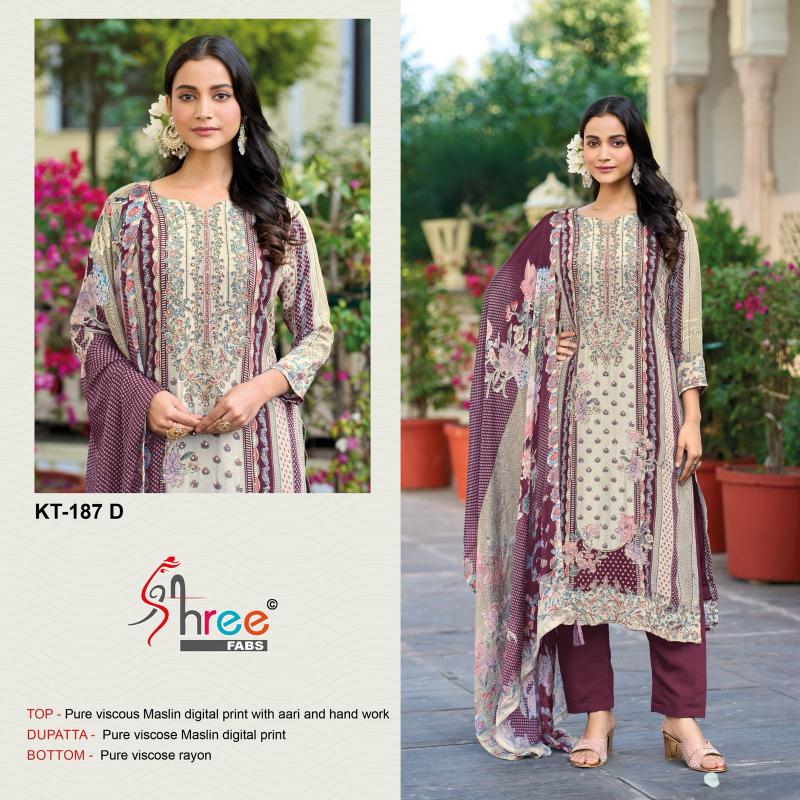 Shree Fabs Kt 187 catalog Viscose Maslin Digital pakistani designer suits in mumbai