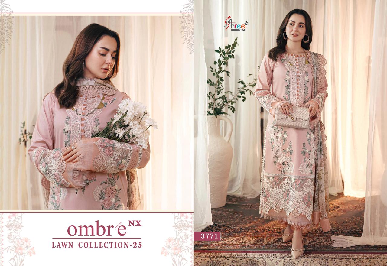 Shree Fabs Ombre Lawn Collection 2025 Vol 1 NX Catalog Chiffon Dupatta pakistani suits online pk