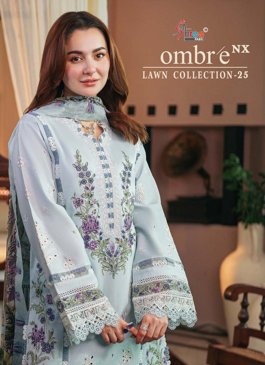 Shree Fabs Ombre Lawn Collection 2025 Vol 1 NX Catalog Chiffon Dupatta pakistani suits online pk