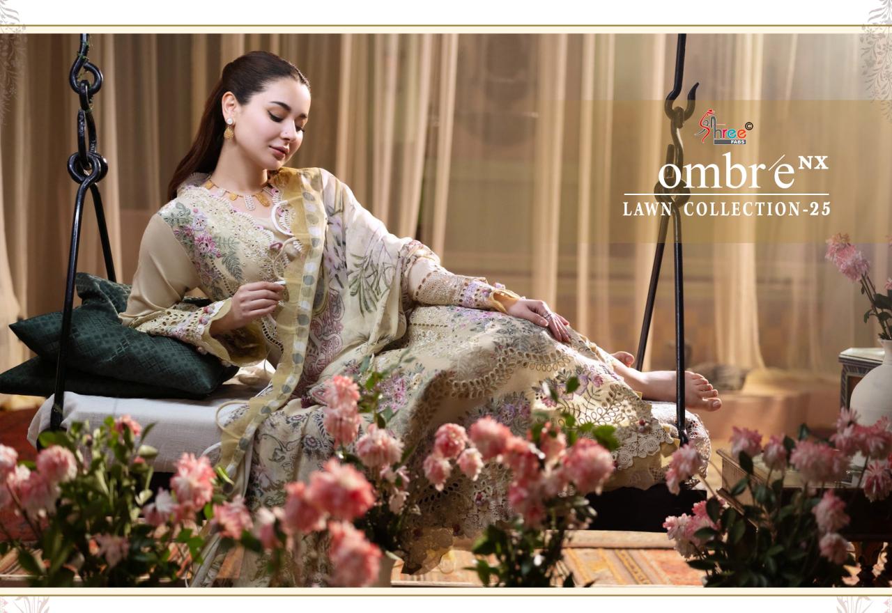 Shree Fabs Ombre Lawn Collection 2025 Vol 1 NX Catalog Chiffon Dupatta pakistani suits online pk