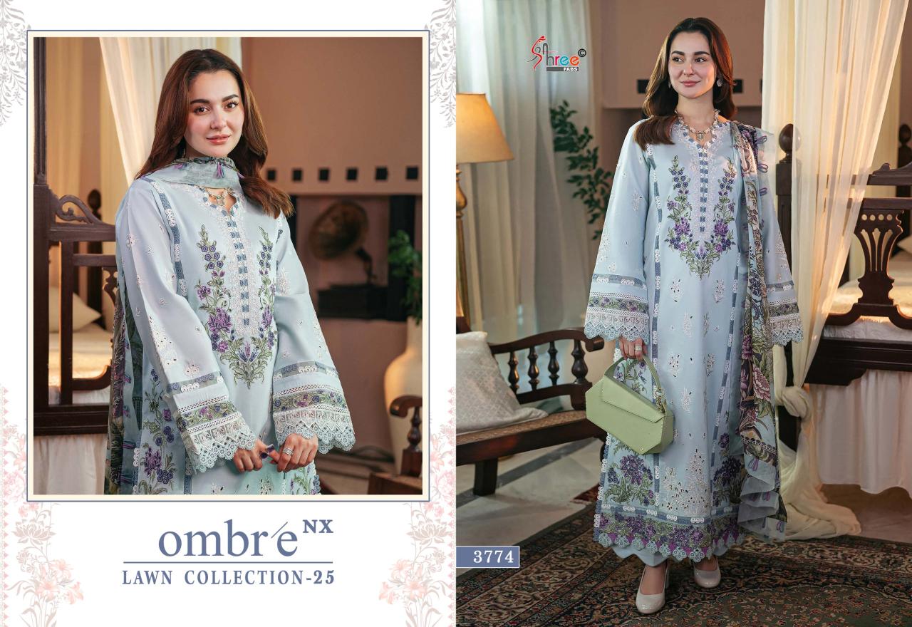 Shree Fabs Ombre Lawn Collection 2025 Vol 1 NX Catalog Chiffon Dupatta pakistani suits online pk