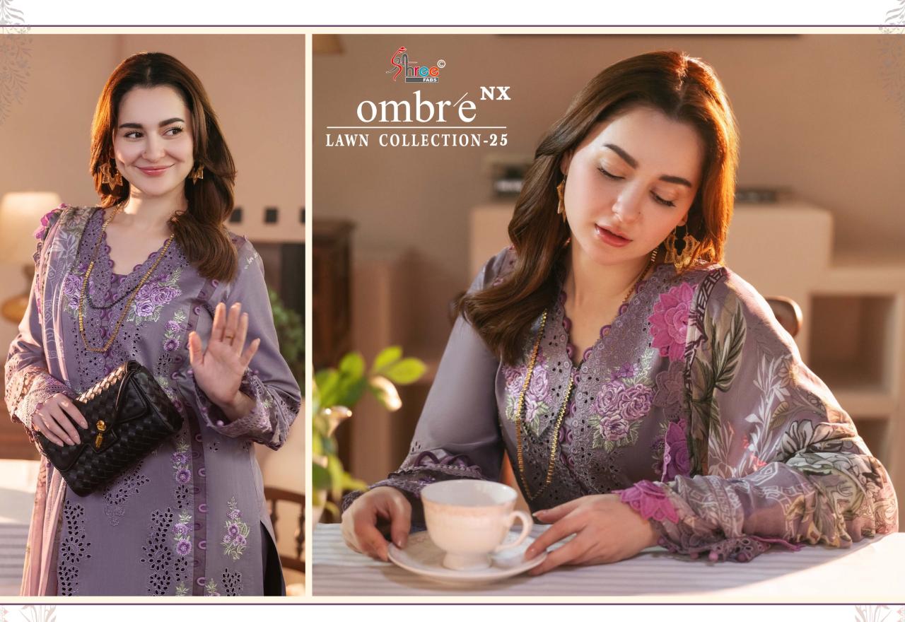 Shree Fabs Ombre Lawn Collection 2025 Vol 1 NX Catalog Chiffon Dupatta pakistani suits online pk