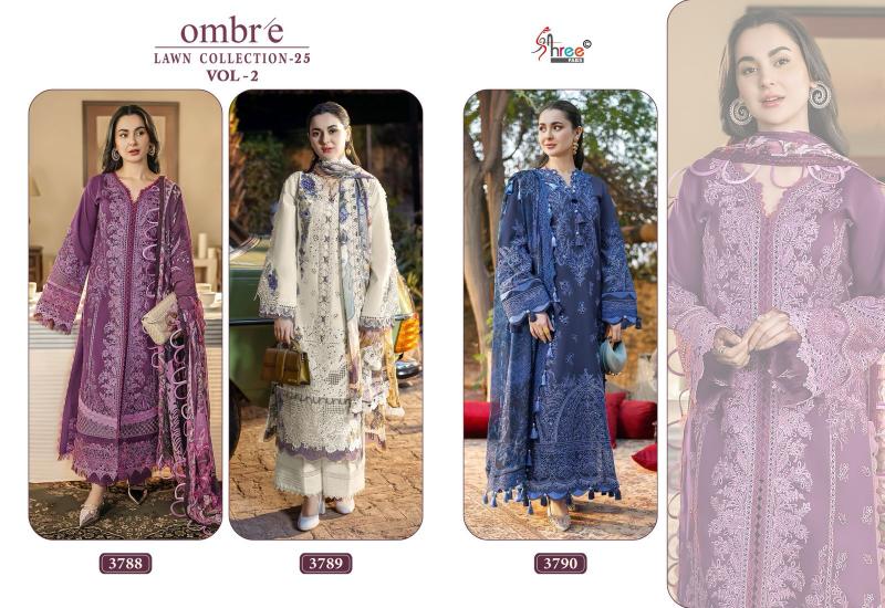 Shree Fabs Ombre Lawn Collection 25 Vol 2 catalog Chiffon Dupatta pakistani suits in aligarh