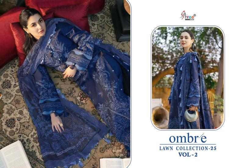 Shree Fabs Ombre Lawn Collection 25 Vol 2 catalog Chiffon Dupatta pakistani suits in aligarh