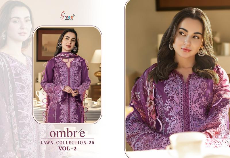 Shree Fabs Ombre Lawn Collection 25 Vol 2 catalog Chiffon Dupatta pakistani suits in aligarh