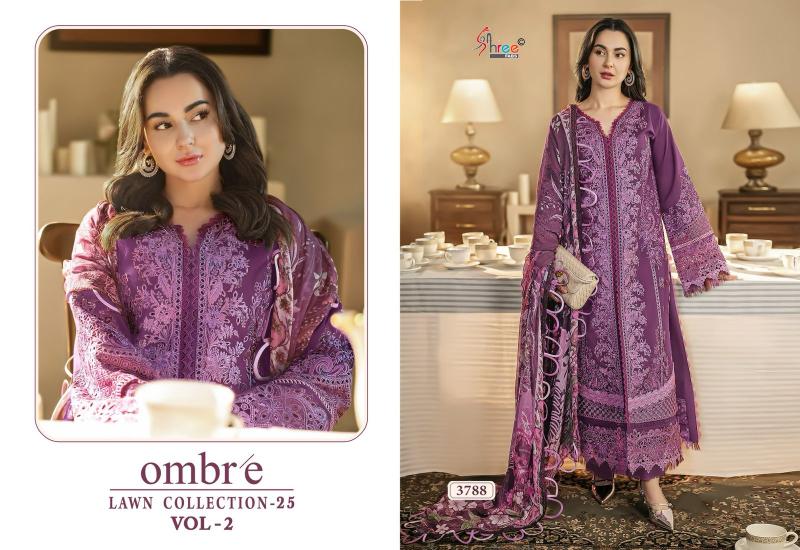 Shree Fabs Ombre Lawn Collection 25 Vol 2 catalog Chiffon Dupatta pakistani suits in aligarh