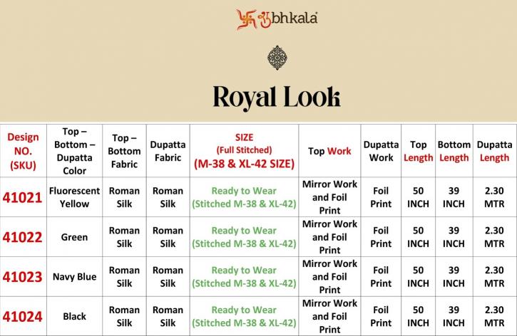 Shubhkala Royal Look Catalog Roman Silk Foil Printed kurti set wholesale