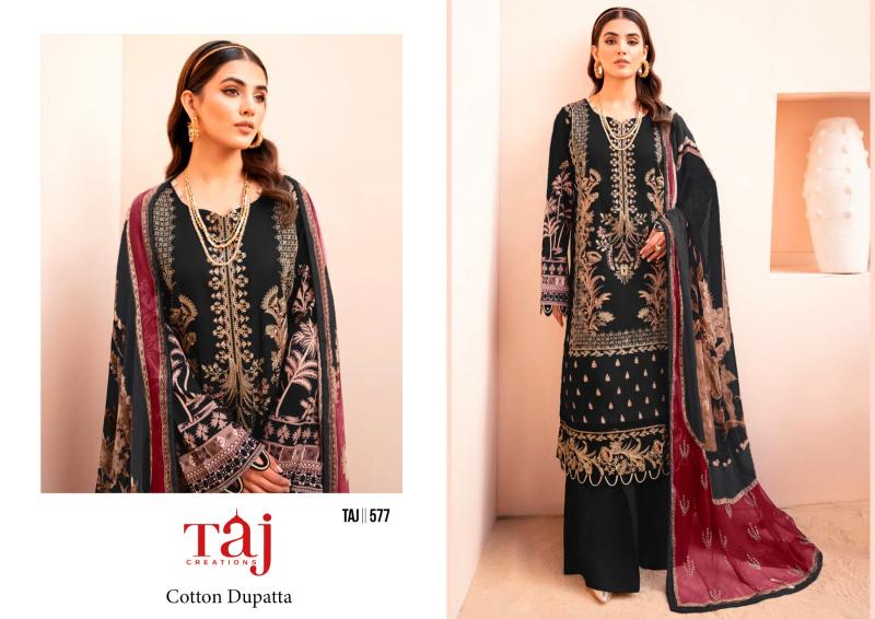 Taj 577, 578 , 579 Catalog Chiffon Dupatta pakistani suits in kashmir