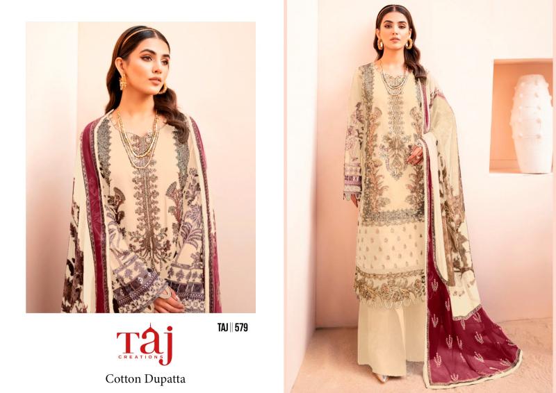 Taj 577, 578 , 579 Catalog Chiffon Dupatta pakistani suits in kashmir