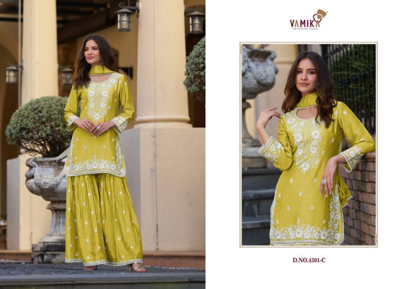 Vamika Anamika Vol 2 (D.NO.4301A To 4301E) Catalog Chinon pakistani party wear sharara suit