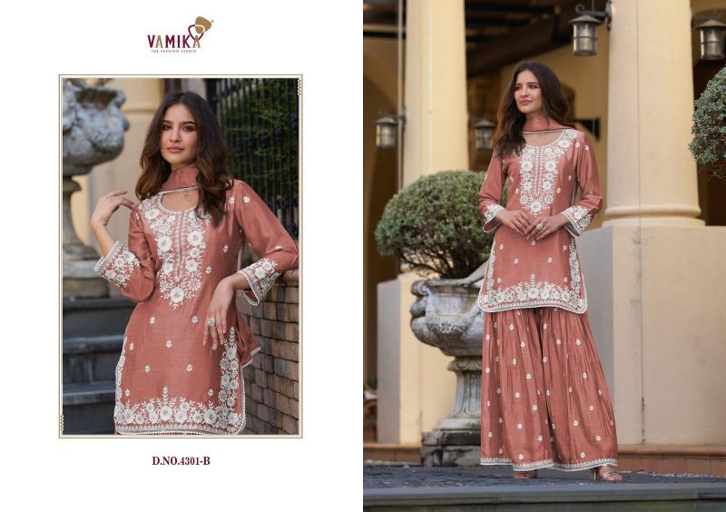 Vamika Anamika Vol 2 (D.NO.4301A To 4301E) Catalog Chinon pakistani party wear sharara suit